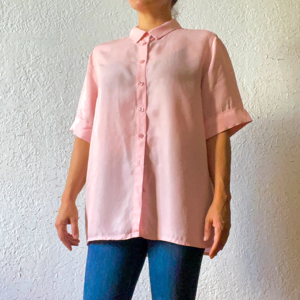 Vallier Short Sleeve Pink Button Up Shirt - Size L